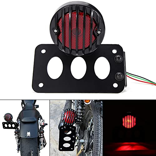 Motorrad Rücklicht mit Halterung Bremse Nummernschildhalter seitliche Montage Kennzeichenleuchte Integrierte Bremsleuchte für Sportster Bobber Dyna Chopper Cruiser Cafe Racer.