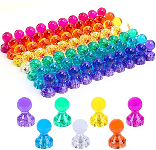 MIN CI 60 Stück Stark Magnete, 11 x 17mm Kühlschrankmagnete für Magnettafel, Neodym Mini Magnete, Whiteboard Notenmagnete, Farbige und Transparente Kleine Bunt Magneten