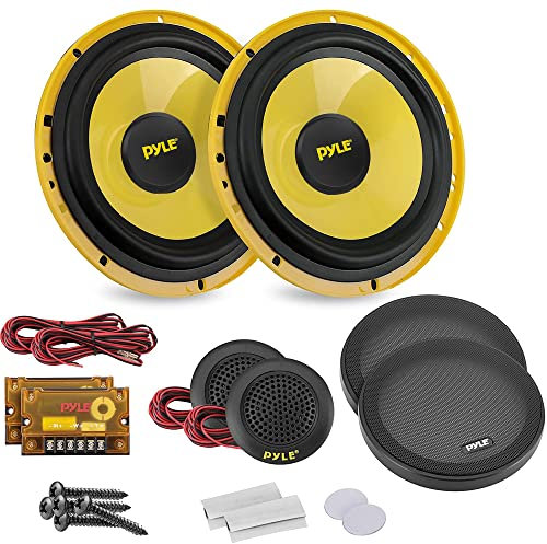 Pyle Car Midbass Speaker System - Pro 8 600W 4 Ohm Mid-Bass Component Woofer Audio Sound Speakers For Car Stereo w/ 40oz Magnet, Tweeters, Grills, 45Hz-4KHz Frequency, 3.1” Mount Depth