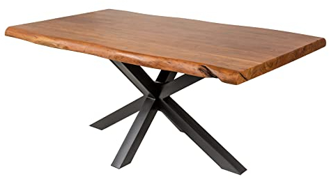 riess-ambiente.de Massiver Baumstamm Esstisch Mammut Nature 180cm Akazie 6cm Tischplatte Sternengestell