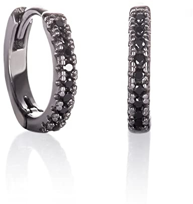 Namana Kleine Ohrringe für Damen und Mädchen, 925 Sterling Silber Huggie Hoop Ohrringe für Frauen mit weißen oder farbigen Zirkonia Steinen