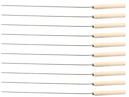 Spieße Spieße für Kabobs 10 Stück/Set Holzgriff Edelstahl Grillgabel Bratstab Spieß Metallspieße zum Grillen Kabob-Spieße zum Grillen Geschenk zum Valentinstag