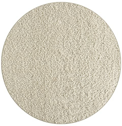 Mia´s Teppiche Lessy Waschbar Teppich, Hochflor, Langflor, Wohnzimmer, Schlafzimmer, Einfarbig, waschbar, Anti-Rutsch, 30 mm Florhöhe, Creme, 120 cm Rund