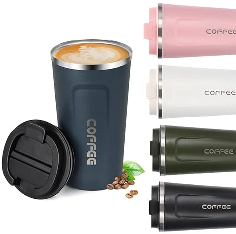 KISUOMAOYI Travel Mugs, Insulated Coffee Cup with Leakproof Lid - Reusable Coffee Cups Travel - Car Coffee Cup - Stainless Steel Thermal Mug for Hot and Cold Coffee Water and Tea.380ml(Blue)