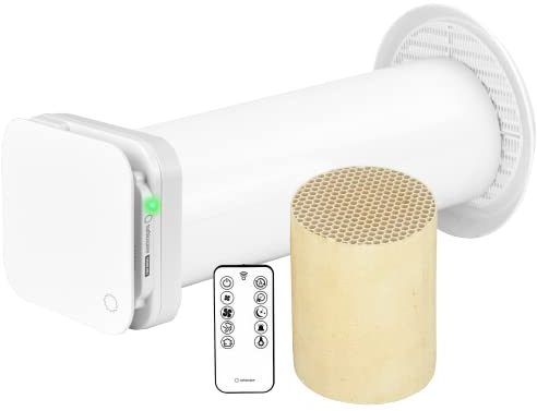 Turbionaire Trend HRV 100 Unita di VMC Decentralizzata con Recupero di Calore, Sensore di Umidità, Telecomando, Timer, Sleep, 8 Velocità, Motore DC Brushless,Flusso d'aria Reversibile,100 mm