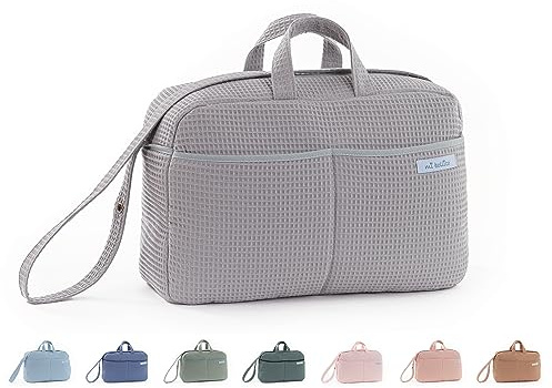 mi bollito – Crossbody moderskap väska för barnvagn och sjukhus Stor kapacitet praktisk och elegant organisatorisk väska., Ljusgrå, Talla única