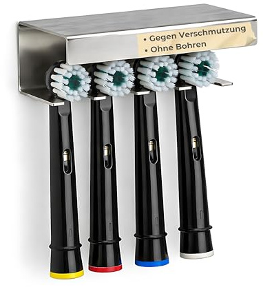 Zahnbürstenhalter Wand ohne Bohren – Halterung für elektrische Zahnbürste Aufsätze – hygienische Aufbewahrung für Zahnbürstenköpfe & Aufsteckbürsten – Edelstahl Organizer Bad – MNKsolution