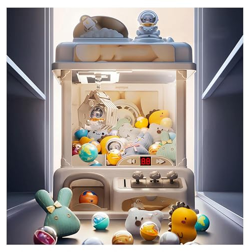 HAZARA Machine à Pinces pour Enfants ， Candy Grabber avec Musique et Lumières,2 Poupées Panda,25 Peluches,20 Gashapons ， Machine à Bonbons pour Les Cadeaux De Fête d'anniversaire