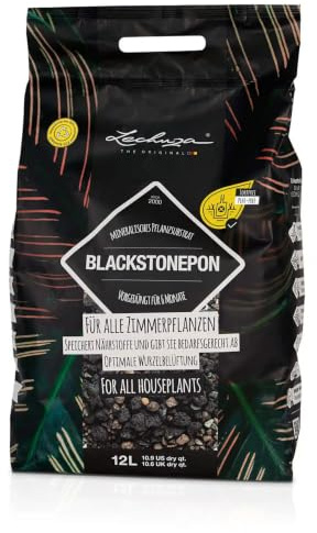 LECHUZA-Pflanzsubstrat BLACKSTONEPON 12 Liter | Designsubstrat für Zimmerpflanzen |torffrei und vorgedüngt | 19556