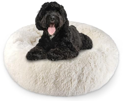 Aspand Hundebett für große und mittelgroße Hunde,76cm Ø - Weiches und Atmungsaktives Hundekissen mit Rutschfester Unterseite und Erhöhtem Rand,Beige