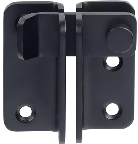 Litensh Flip Latch Slide Bolt Latch Gate Latches Shed Lock Safety Lock Door Bolt Lock Latch for Barn Cabinet Pet Cage Garden Bathroom Garage Window Sliding Door, Right Open (Black, L: 52 x 62)
