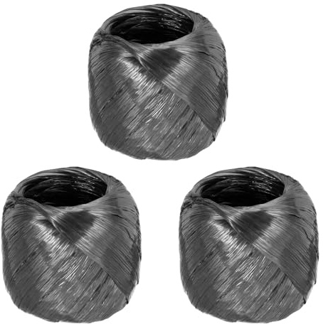 QUARKZMAN Corda in Plastica Poliestere Nylon per Casa, Larghezza 35mm/1.38 Pollici, Lunghezza 55m/180Ft per Imballaggio Giardinaggio Artigianato, Confezione da 3 (Nero)
