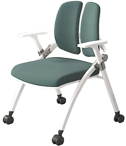 Ergonomischer Bürostuhl, zusammenklappbar, mit Rollen, Doppelrücken-Studierstuhl, für Konferenzraum, tragbarer und bequemer Trainingsstuhl