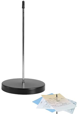 Quittungshalter Zettelspießer,Zettelspießer,Rostfreies Edelstahl Quittungshalter mit Spikes und Metallbasis,Note Papier Beleg Kassenbon Halter,Notizspikes,für Restaurants Bars Büros Zettel (Schwarz)