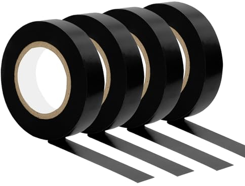 4 Stück Schwarzes Wasserfest Isolierband, Selbstklebendes Isolierband für Verdrahtungsprojekte und Reparaturen - 16 mm x 15 m