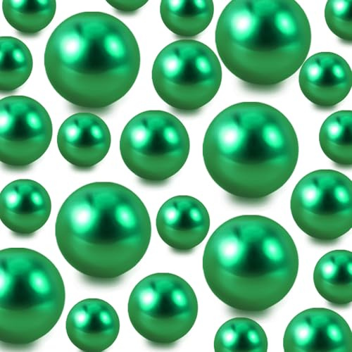 TMCLHXYNF 70Pcs Green Floating Beads Pearl NO Hole for Centerpiece Vases | Fake Pearl Beads for Tall Vase Filler Floatings Candles Wedding Decor Makeup Brush Bead 20/14/8mm