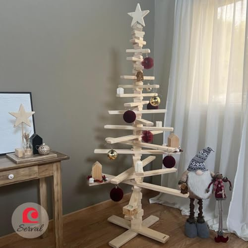 SERVAL Vielförmiger Weihnachtsbaum aus Naturholz, 150 cm, Kunstbaum
