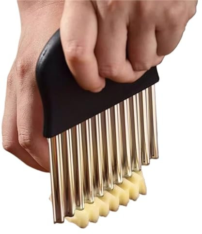 NJNNN Couteau à découper en Acier Inoxydable, Coupe-Pommes de Terre ondulées, trancheuse à Frites, for légumes, Chips de Carottes et Fruits, 14 cm