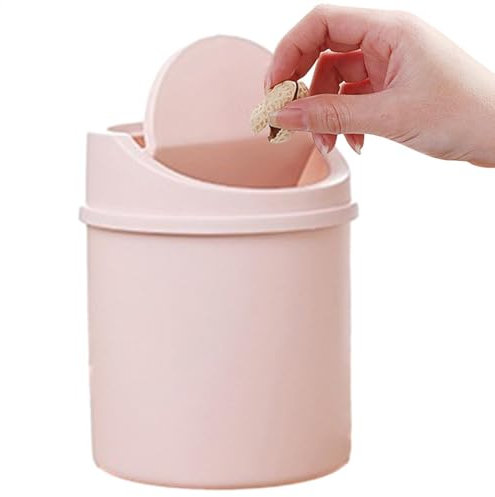 Tiny Desktop Trash Bin, Tiny Waste Paper Bin, Desktop Trash Can With Lid, Dressing Table Waste Bin, Small offices Desk Bin, Desk Compact Design Cosmetic Bin For Home, offices, Vanity Tabletop, Bedroom