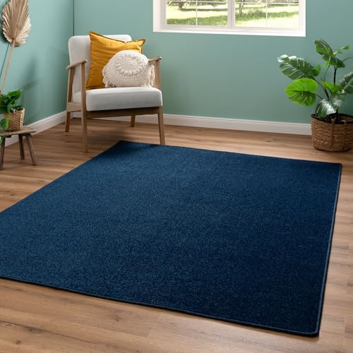 Steffensmeier Sonderposten Kettelteppich Wohnzimmerteppich modern, strapazierfähig und pflegeleicht, Blau, Größe: 200x290 cm
