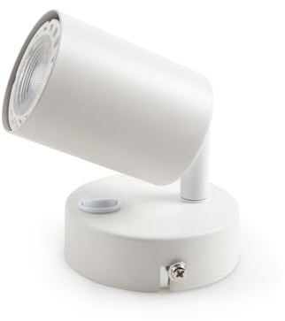 da LIGHT Wandspot mit Schalter, Wandleuchte 1-flammig, Dreh und Schwenkbar Spotleuchte mit GU10 Fassung (ohne Leuchtmittel) Retro/Vintage 230V Weiß für Wohnzimmer Schlafzimmer