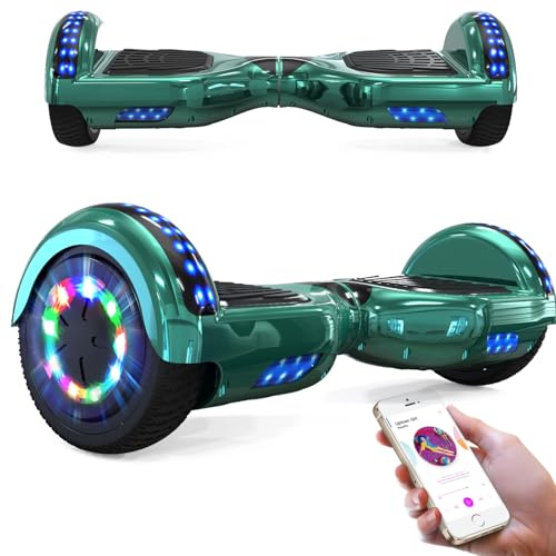 RCB Hoverboard 6,5 Zoll Skateboard für Kinder und Jugendliche mit Bluetooth und LED-Licht, leistungsstarker Motor, Geschenk für Kinder
