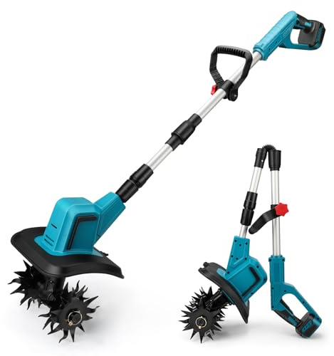Trådlös trädgårdsfräs kompatibel med Makita 18 V batteri (utan batteri), 550 W borstlös jordhacka med 15 cm fräsdjup och 20 cm fräsbredd, jordfräs för trädgård, gård