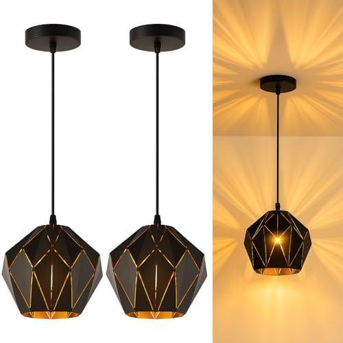 Riakrum Kitchen Island Pendant Lights Set of 2, Adjustable Height, Industrial Vintage Pendant Ceiling Light Fixtures Retro Farmhouse Hanging Lamp for Kitchen Island Hallway Dining Room