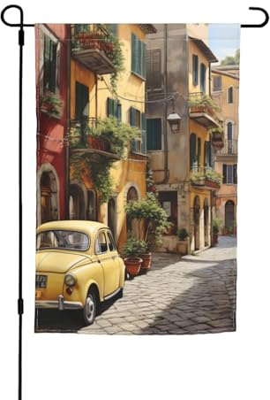 Bandera italiana de jardín con estampado de calle de doble cara para decoración exterior