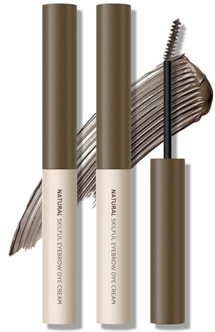 KYDA 2 Pcs Tinted Eyebrow Cream, Ultra-Fine Brush Tinted Brow Gel, Waterproof Smudgeproof Eyebrow Mascara, Long Wear, Natural Brow Makeup without Clumping, Natural Brown