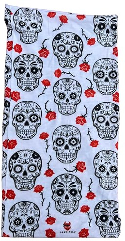 BANDIABLO Snood Neck-Gaiter Multifunctional Seamless Stretchy Headwear Bandana Neck-Warmer Tube for Sports Cycling and Outdoors, Sun Protection, Headwear for Men and Women. Skulls pattern.