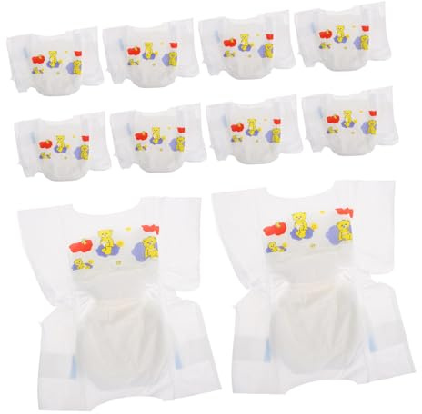 Kisangel 10stücke Puppenwindeln für Babypuppen Spielzeugzubehör zum Rollenspiel Mini-windeln für Puppenpflege Puppenzubehör für Kleinkinder