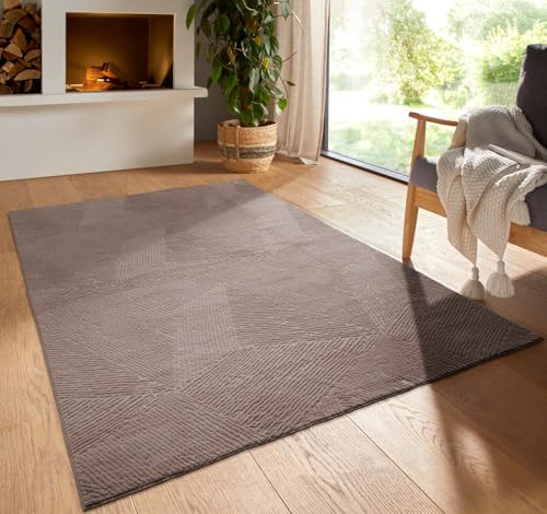 Taracarpet Kurzflor Boho Vintage Teppich waschbar, pflegeleicht geeignet für Wohnzimmer, Schlafzimmer und Kinderzimmer Kinderteppich auch als Badematte Badzimmerteppich Taupe Fresco 200x290 cm
