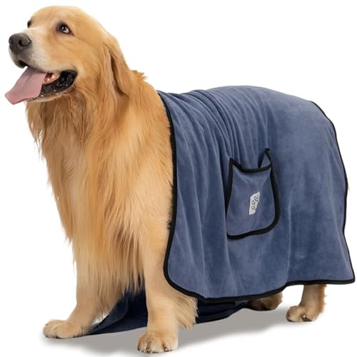 Houbobo Dog Towels for Drying Dogs, 100cm X 50cm Super Absorbent and Soft Pet Grooming Towel, Dogs Bath Towel for Bath, Swim, Travel, Rain