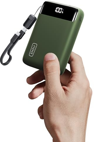 INIU Portable Charger, Smallest 22.5W 20000mAh USB C in & Out Power Bank Fast Charging, PD 3.0+QC 4.0 LED Display Phone Battery Pack Compatible with iPhone 17 16 15 14 Pro Samsung S24 Google, Green