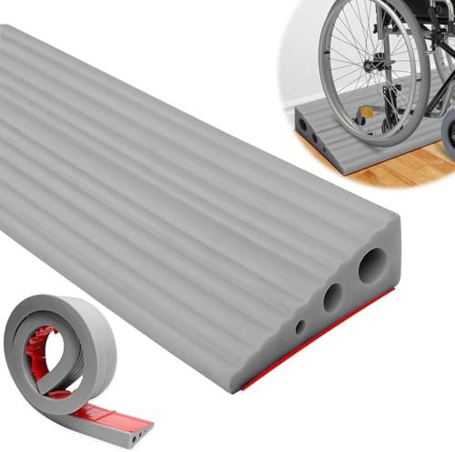 Wuhmhm Türschwellenrampen, 100x6.5x2.5CM Schwellenrampe,Rollstuhlrampe aus PVC, Gummirampe Auffahrrampe Türschwellenrampe für Saugroboter, Rampe Türschwelle für Rollstuhl, Rollator, Kinderwagen