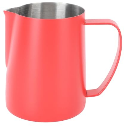 Zerodis Brocca per Schiuma di Latte, Brocca per Cottura a Vapore in Acciaio Inossidabile 304 per Latte Art e caffè, capacità di 600 Ml per Baristi e Utenti Domestici (rosso)