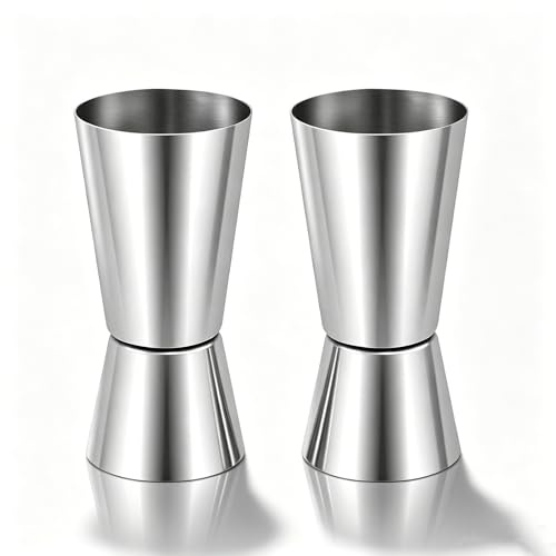 Spirit Measure Stainless Steel,Alcohol Measure for Spirits,2 Pcs 25ml & 50ml Double Jigger for Cocktails,Drink Measures for Spirit,Shot Measures for Spirits,Home Bar Accessories