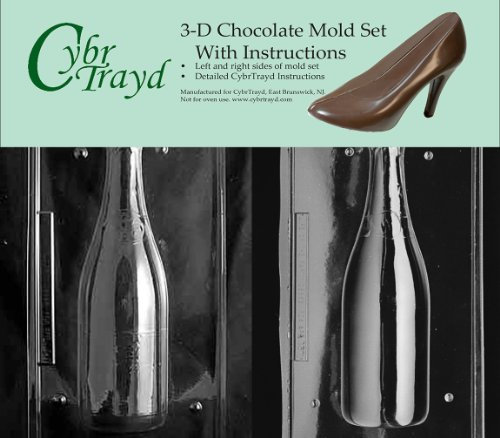 Cybrtrayd AO301AB Champagne Bottle Chocolate Candy Mold Kit with 2 Molds and 3D Chocolate Instructions by CybrTrayd