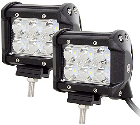 AUXTINGS 2 Pieces 10cm 4-Inch 18W Spot LED Work Light Bar Off Road Trucks SUV 4WD Driving Fog Lights