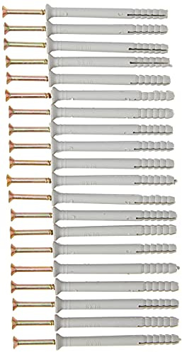 Bulk Hardware BH05917 Lot de 20 vis avec chevilles en nylon M6 70 mm, blanc, BH05917