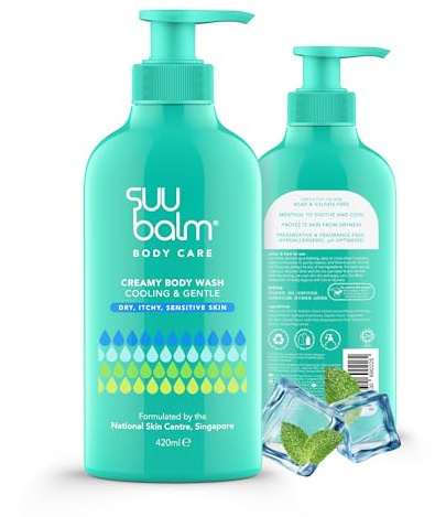Anti Itch Body Wash, Eczema Bodywash for adults, Psoriasis Body Wash, Moisturising Cleanser for Dry Itchy Skin Relief, Derm-Formulated with Menthol & Shea Butter, Sulfate & Fragrance Free, 420ml