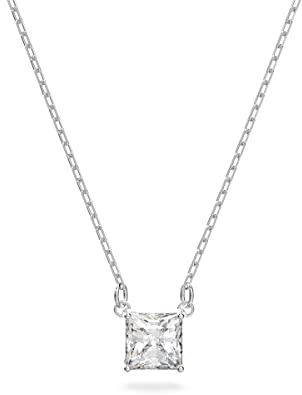Swarovski Attract Halskette, Quadrat, Weiss, Rhodiniert
