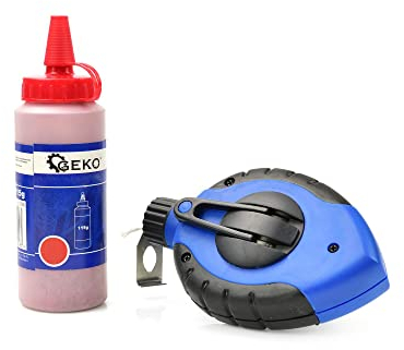 Schlagschnur 30m + rote Kreide 115g Schlagschnurkreide Kreidepulver Markierungskreide Farbpulver Pulver Schlagschnurroller Markierschnur