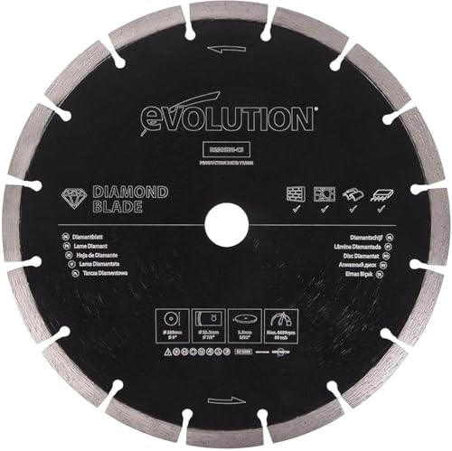 Evolution Power Tools D230SEG-CS 230 mm Diamond Blade For Disc Cutters - Segmented Edge For Cutting Masonry, Such as Brick, Reinforced Concrete and Stone