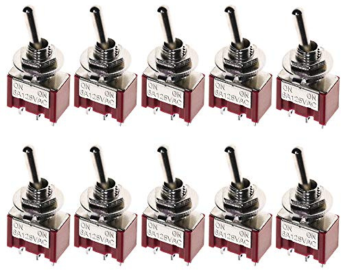 ETOPARS 10 Pièces Mini Interrupteur à Bascule ON-ON 6A 125V / 3A 250V 3 Broches 2 Positions SPDT Miniature Interrupteur Voiture Borne Soudure