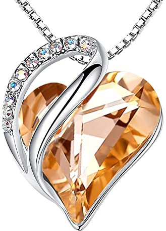 Leafael Birthstone Halskette für Damen | Halskette für Frauen mit heilenden Kristallen | Allergiefreie Anhänger Halskette mit Geschenkbox inklusive| Calcit Orange für Energie
