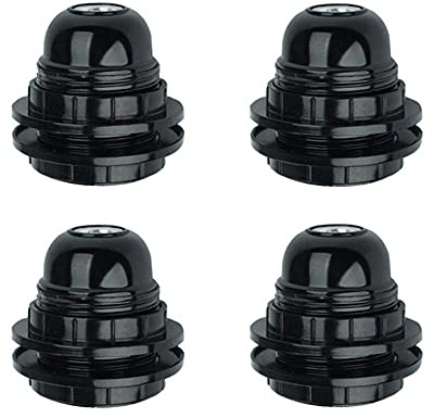 Hsthe Sea 4 Pcs Douille E27 Vintage, Boule Noire Edison à Vis, Filetage Extérieur Style Rétro pour Bricolage Pendentif (Noir)