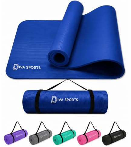 Yoga Mat Extra Thick 15mm Non-Slip Pilates Workout Exercise Mat Soft Mat Carry Strap (Dark Blue)