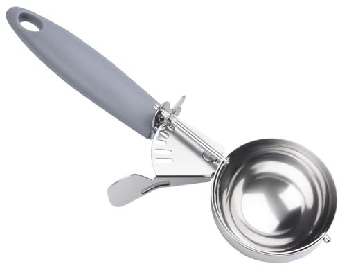 JUNADAEL J 4 OZ Scoop, Large Ice Cream Scoop With Trigger, Disher, Size #8 (1/2 Cup) Cookie Scoop, Muffin Scoop, Cupcake Scoop, Gray Handle, For Cookie, Cupcake, Muffin, Ice Cream, Rice